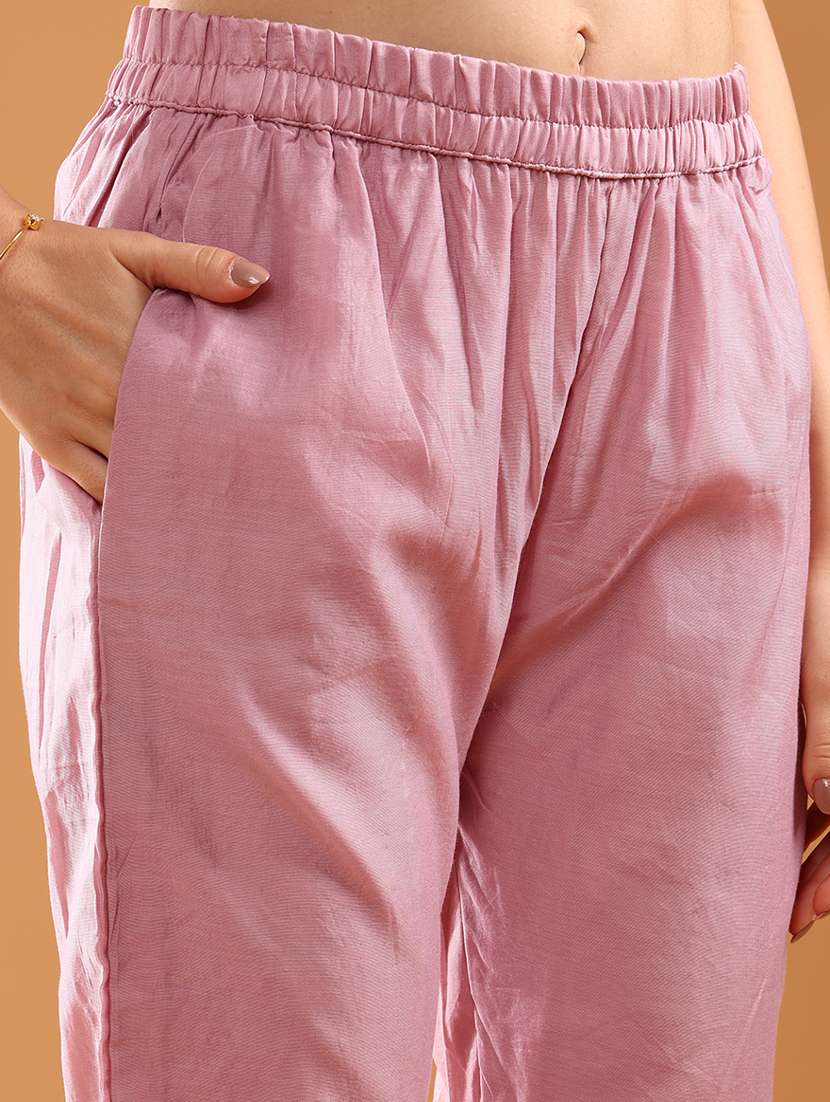 women solid with work three quarter sleeve ethnic co-ord set - 21961845 -  Standard Image - 5