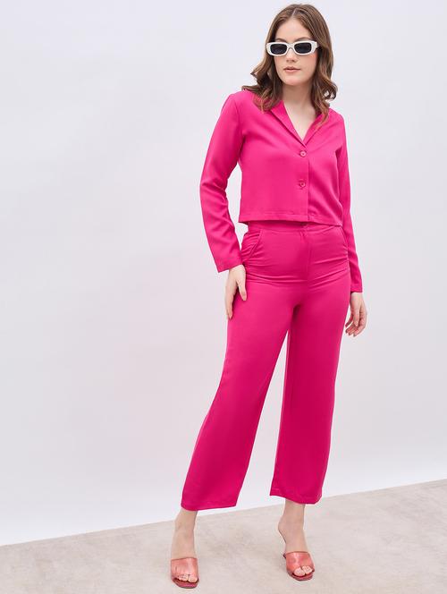 women pink solid blazer and trouser co-ord set - 21961925 - Standard Image - 0
