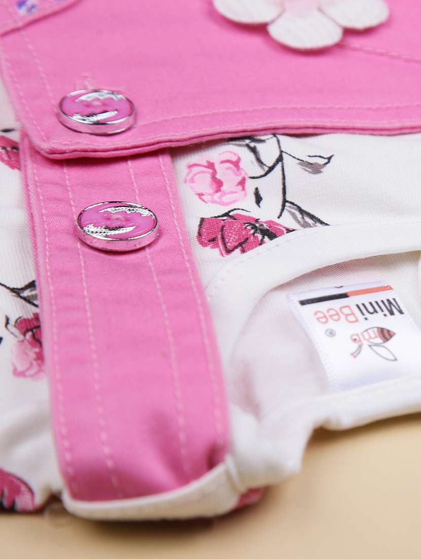 girls printed t-shirt & dunagree casual wear set - 21961953 -  Standard Image - 3