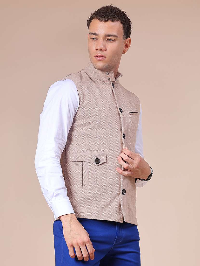 men self design sleeveless regular fit nehru jacket - 21961958 -  Standard Image - 5