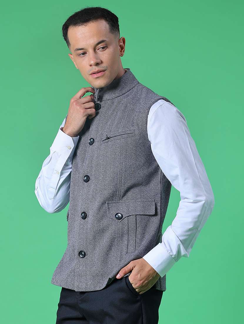 men self design sleeveless regular fit nehru jacket - 21961959 -  Standard Image - 5
