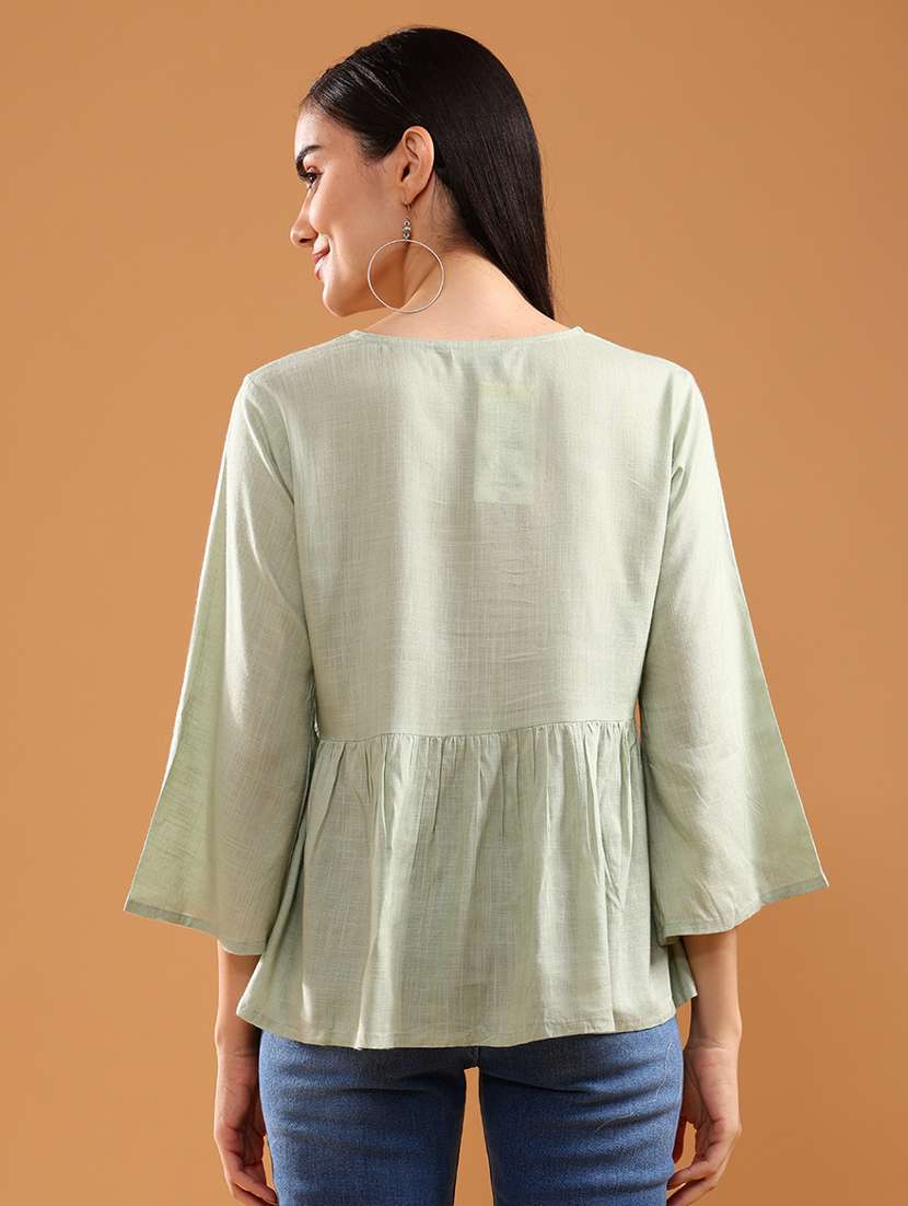 women printed three quarter sleeve kurti - 21961997 -  Standard Image - 3