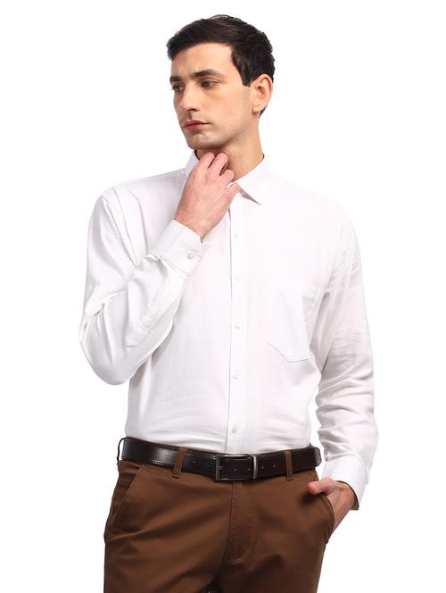 men white solid collared long sleeve shirt - 21962004 - Standard Image - 0