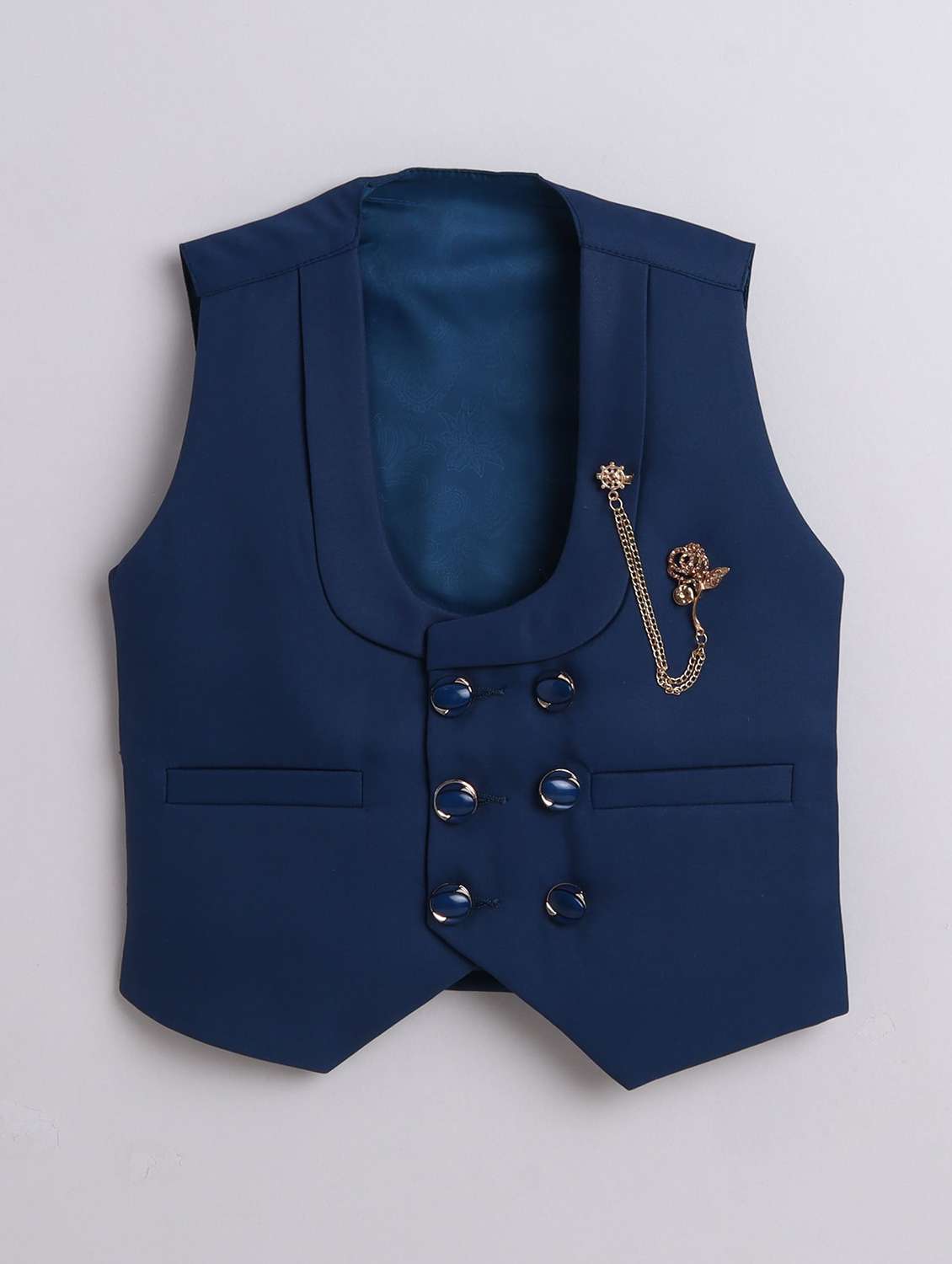 boys solid shirt and trouser with wasitcoat - 21962020 - Standard Image - 3