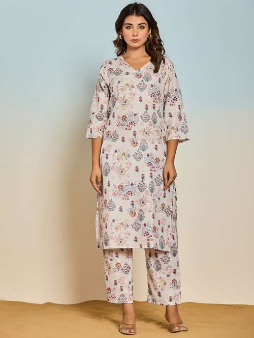 women three quarter sleeve straight kurta - 21962021 -  Standard Image - 0