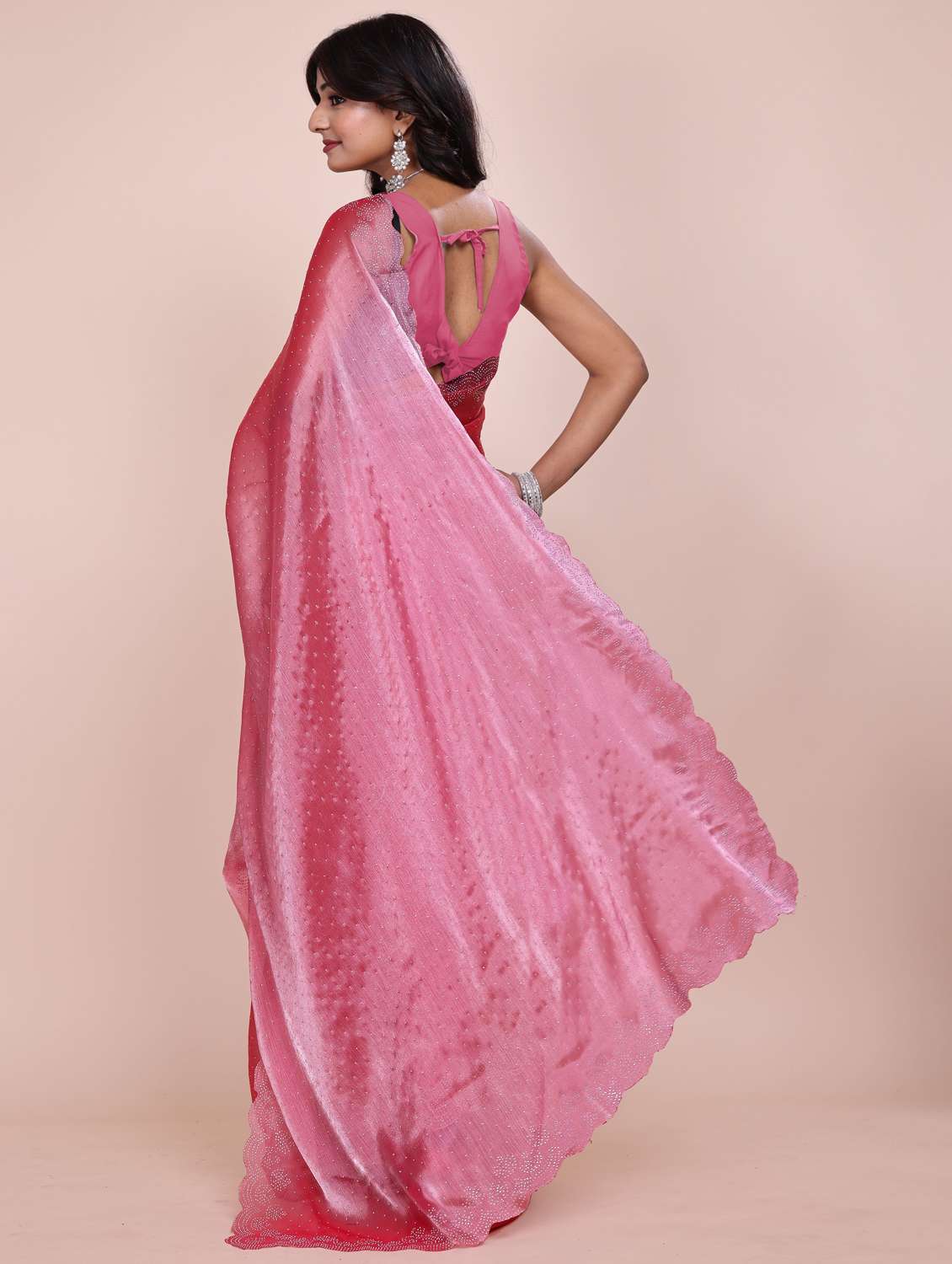 women solid with work embellished saree with blouse - 21962030 -  Standard Image - 3