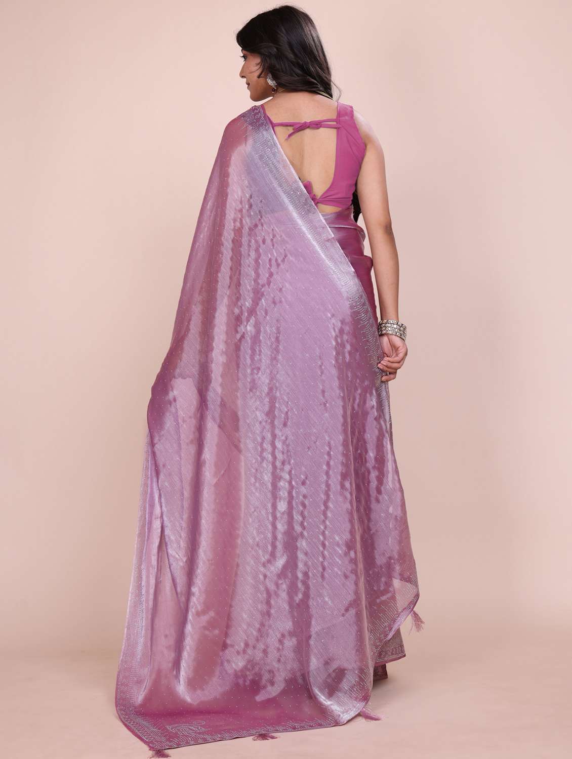 women solid with work embellished saree with blouse - 21962051 -  Standard Image - 3