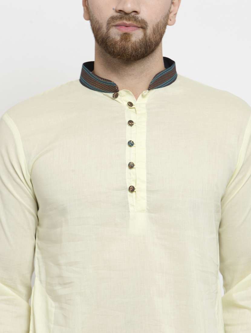 men solid mandarin neck long kurta - 21962066 -  Standard Image - 5