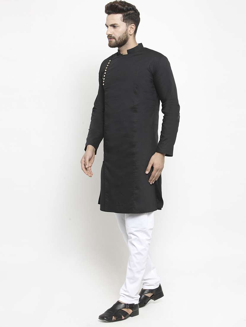 men solid mandarin neck long kurta - 21962068 - Standard Image - 3