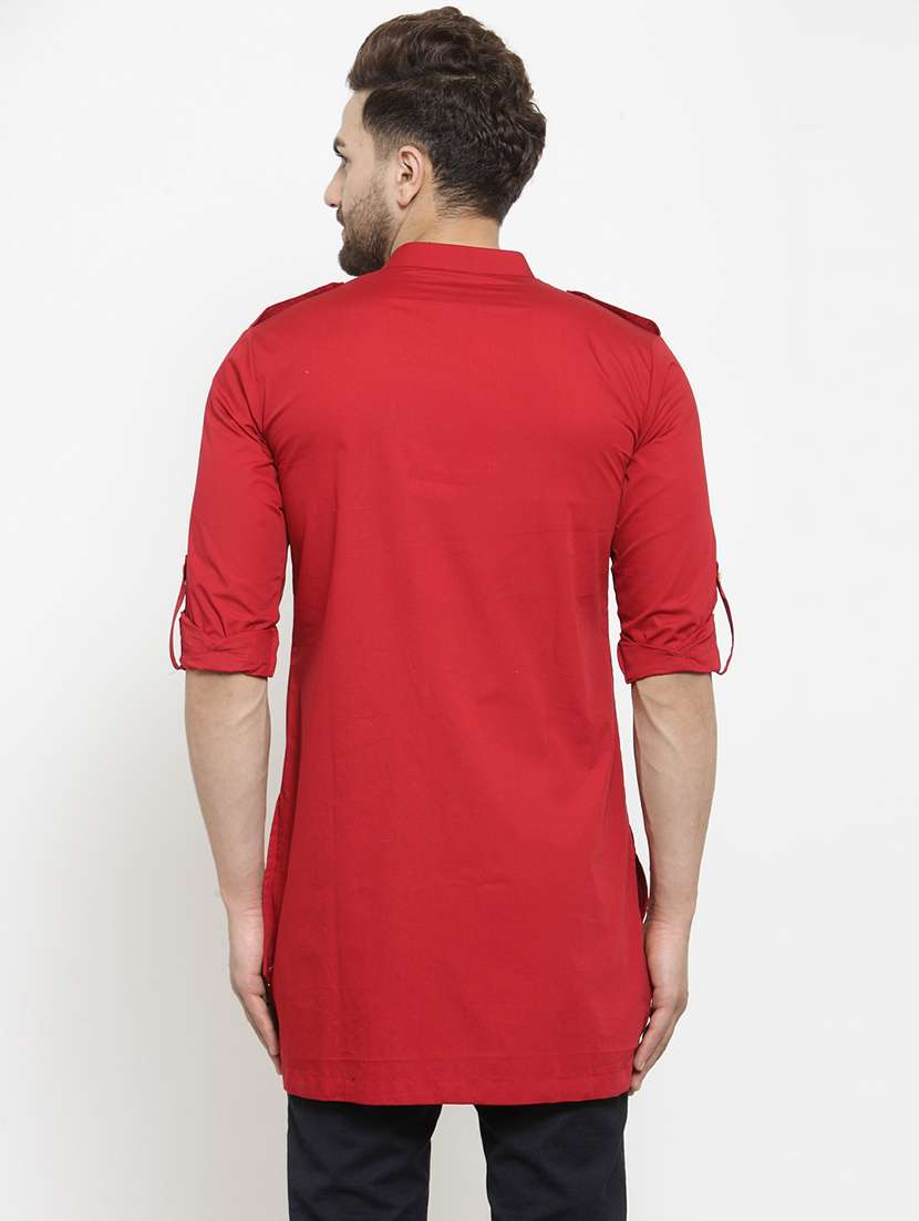 men solid mandarin neck short kurta - 21962069 - Standard Image - 5