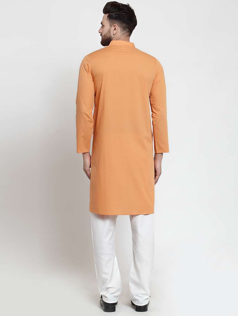 men solid mandarin neck asymmetric kurta - 21962072 - Standard Image - 3