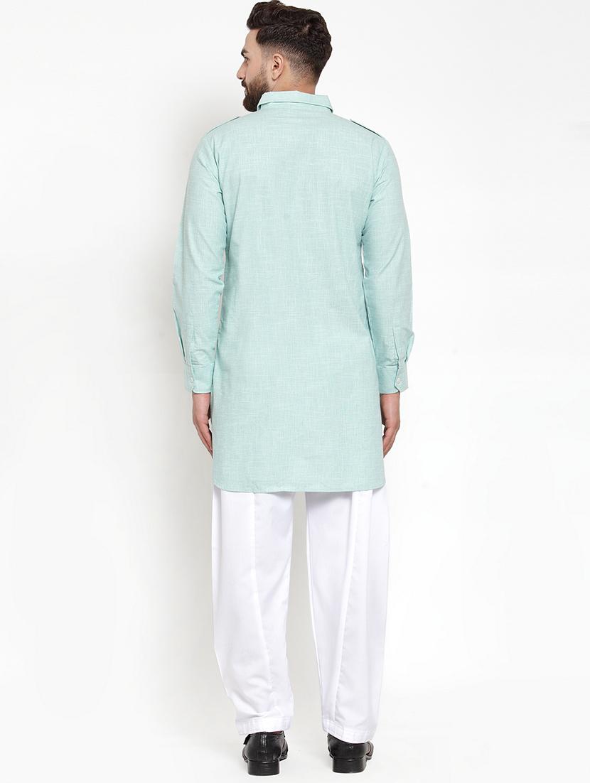 men solid long sleeve pathani kurta - 21962074 - Standard Image - 3