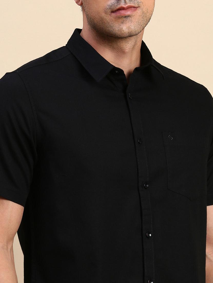 men solid short sleeve regular fit casual shirt - 21962100 - Standard Image - 5