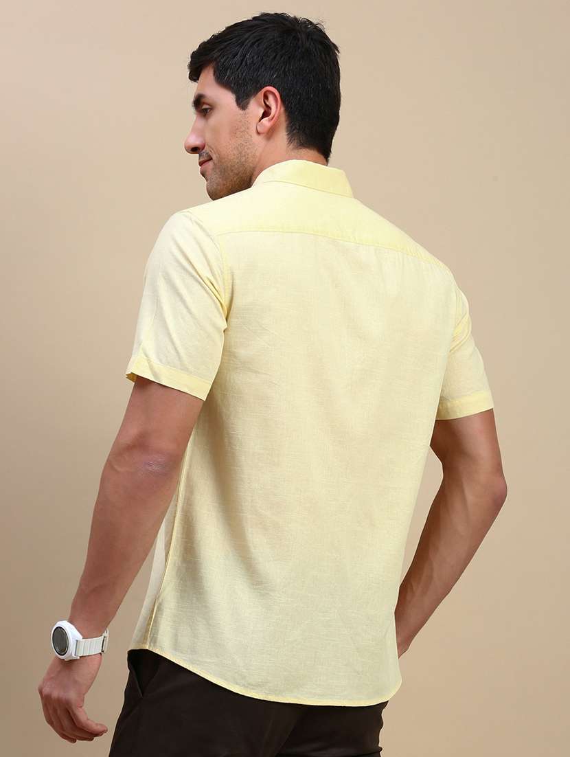 men solid short sleeve regular fit casual shirt - 21962102 -  Standard Image - 3