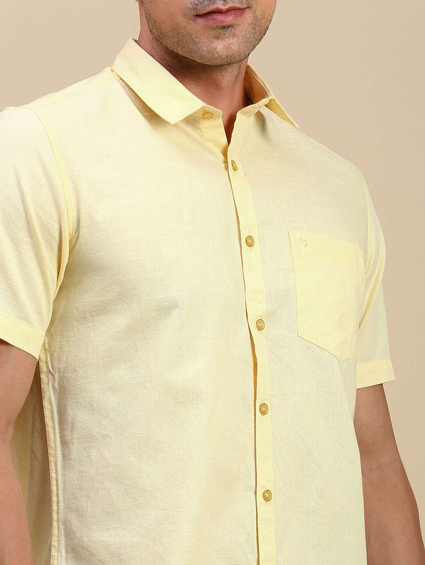 men solid short sleeve regular fit casual shirt - 21962102 -  Standard Image - 5