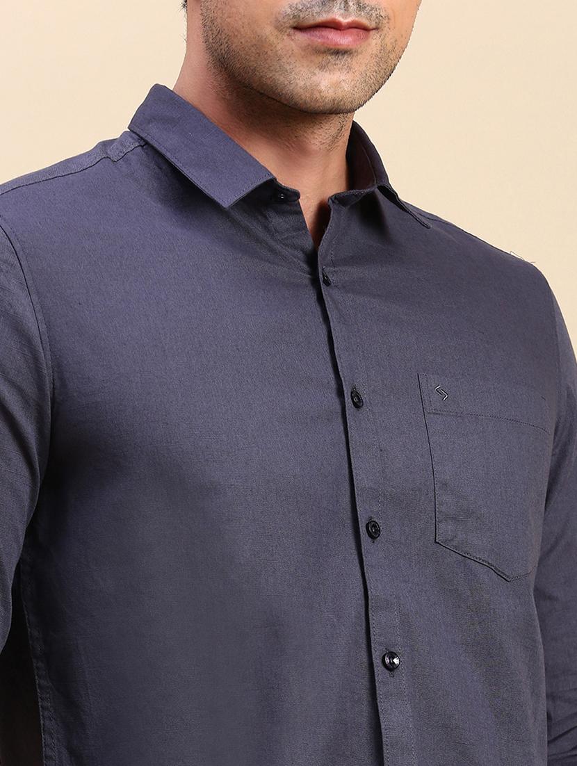men solid long sleeve regular fit casual shirt - 21962103 - Standard Image - 5