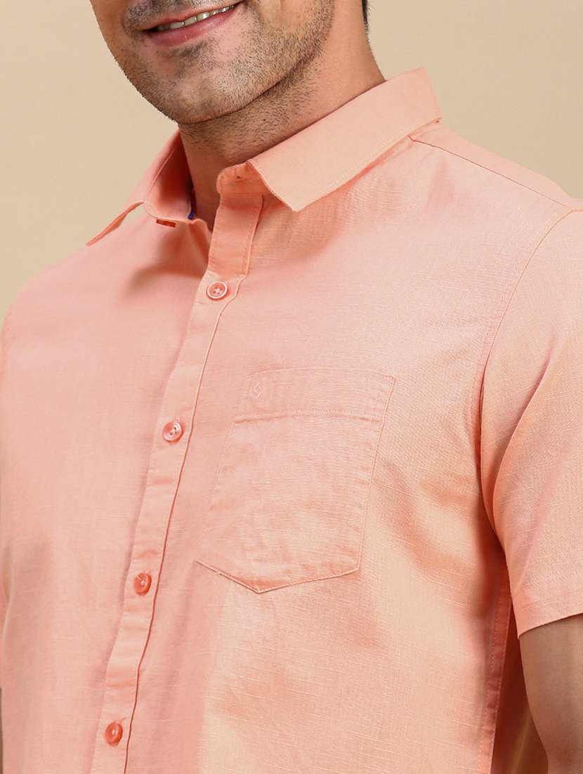 men solid short sleeve regular fit casual shirt - 21962108 -  Standard Image - 5