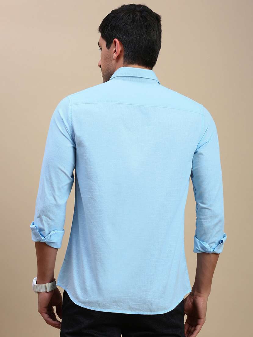 men solid long sleeve regular fit casual shirt - 21962109 -  Standard Image - 3