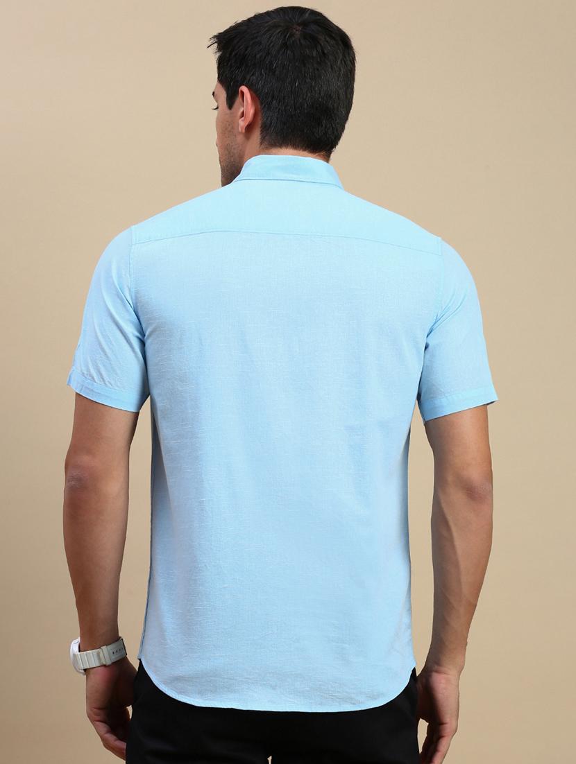 men solid short sleeve regular fit casual shirt - 21962110 - Standard Image - 3