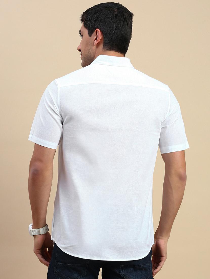 men solid short sleeve regular fit casual shirt - 21962112 - Standard Image - 3