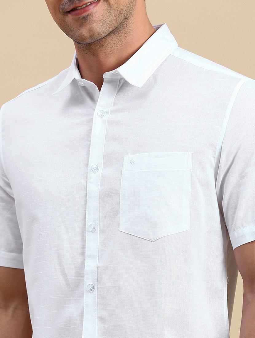 men solid short sleeve regular fit casual shirt - 21962112 - Standard Image - 5