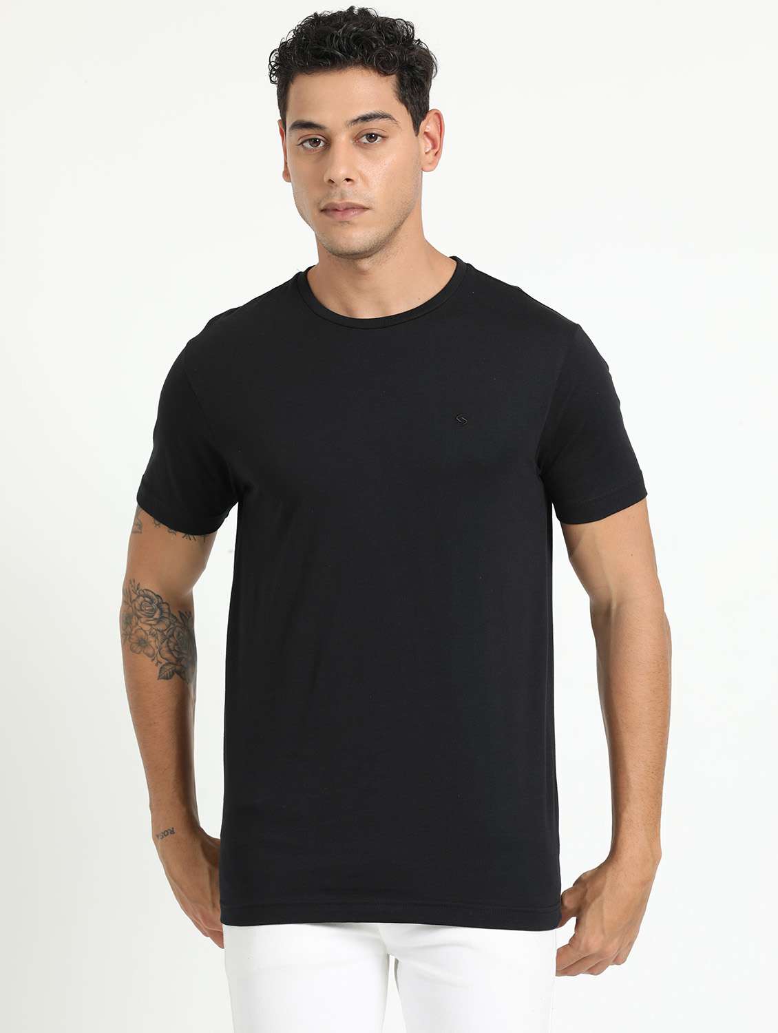 men solid short sleeve slim fit t-shirt