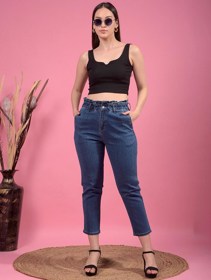 black cotton blend crop top - 21962134 - Standard Image - 5