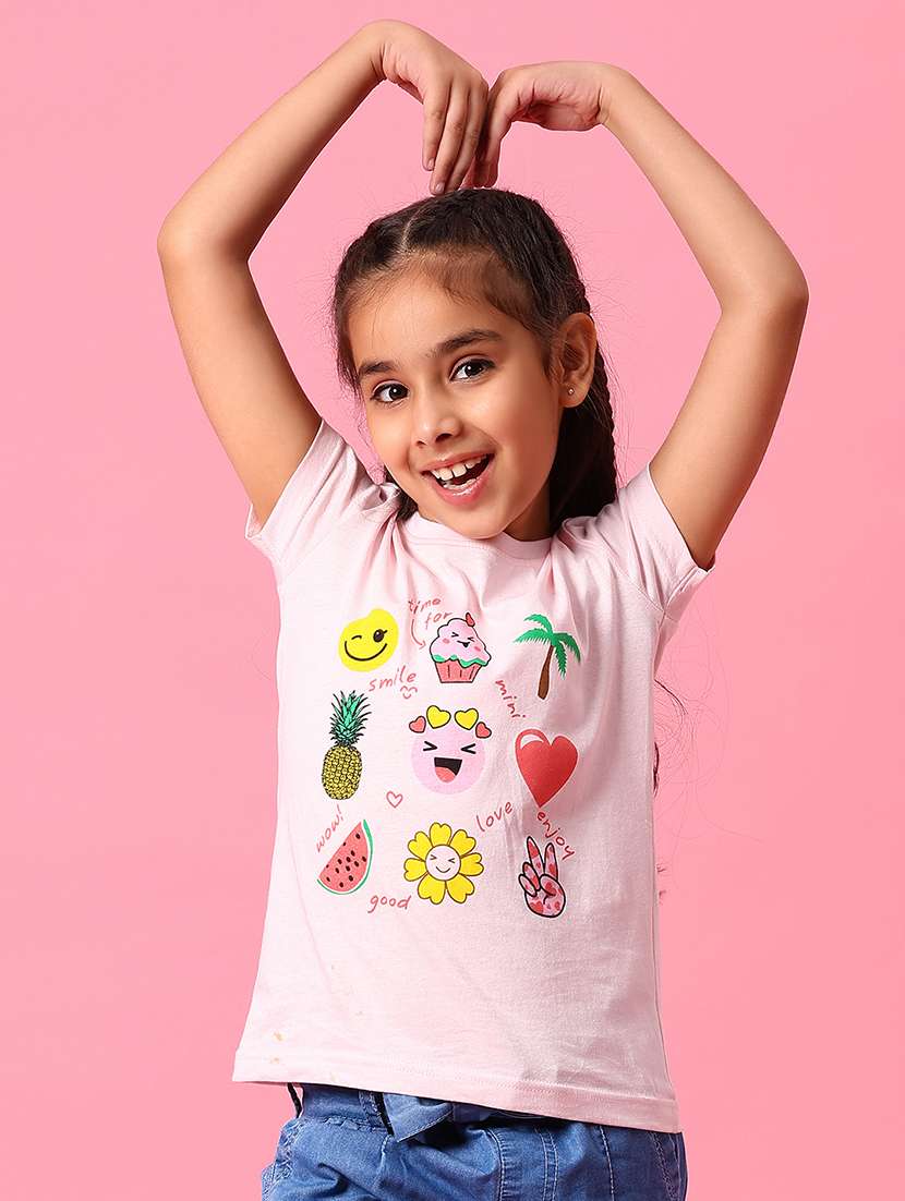 girls printed short sleeves tee