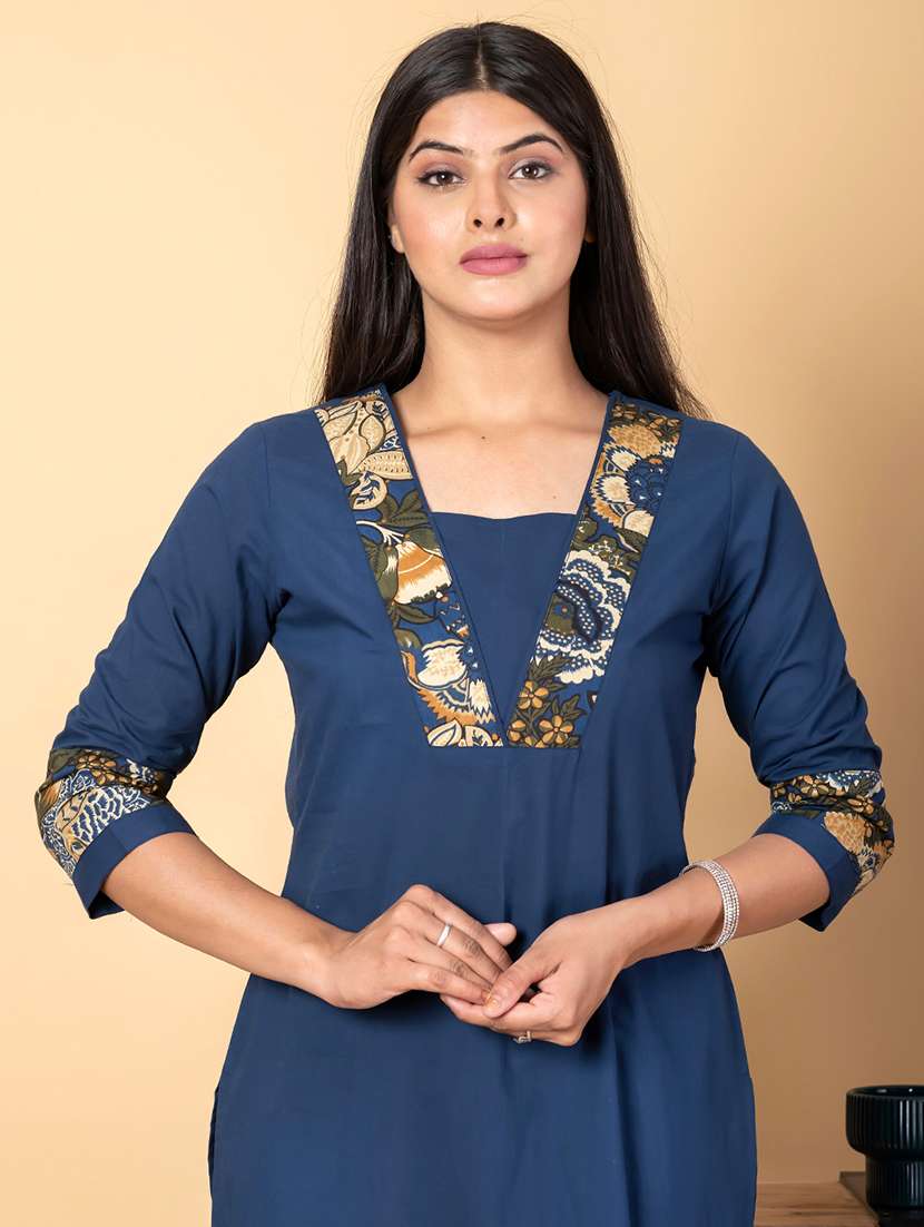 women three quarter sleeve kurta pant set - 21962181 -  Standard Image - 5