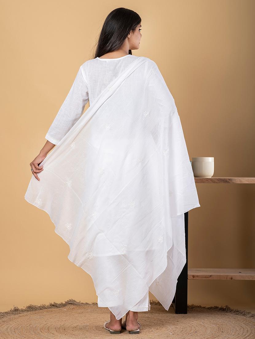 women three quarter sleeve kurta pant with dupatta set - 21962183 -  Standard Image - 3