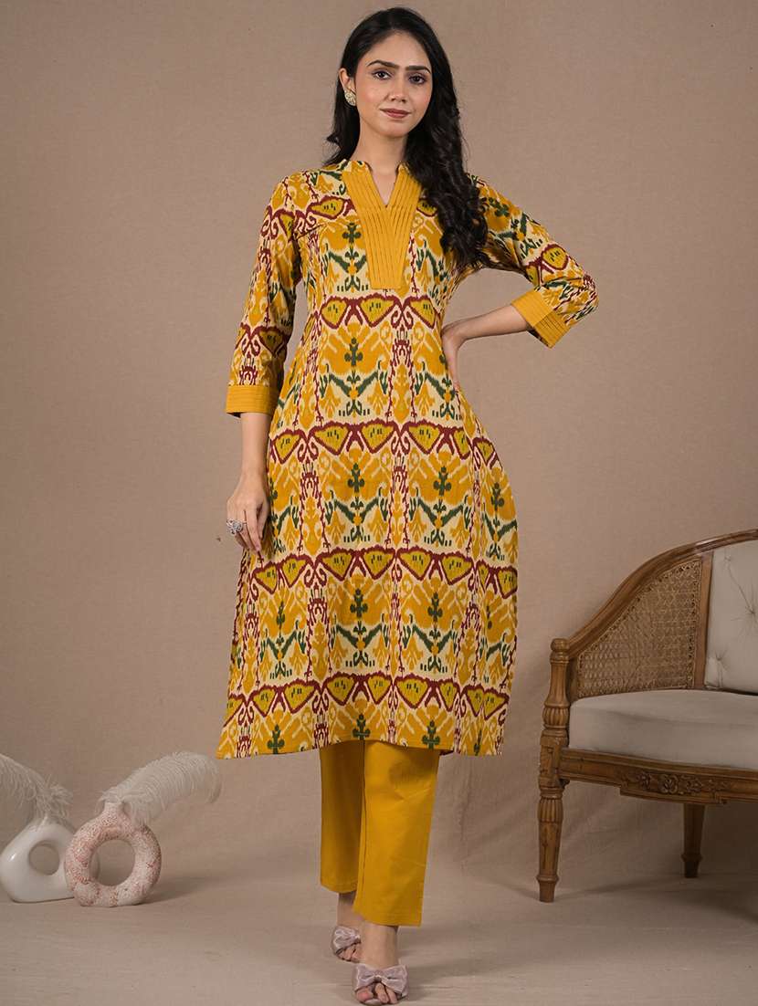 women printed three quarter sleeve kurta pant set - 21962212 -  Zoom Image - 0