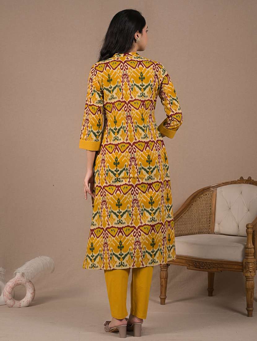 women printed three quarter sleeve kurta pant set - 21962212 -  Standard Image - 3