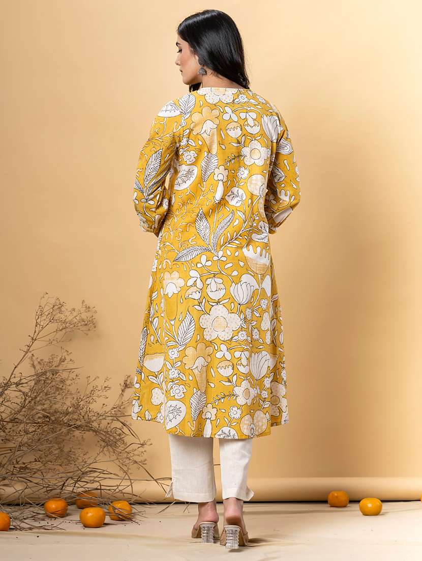 women printed three quarter sleeve kurta pant set - 21962219 -  Standard Image - 3