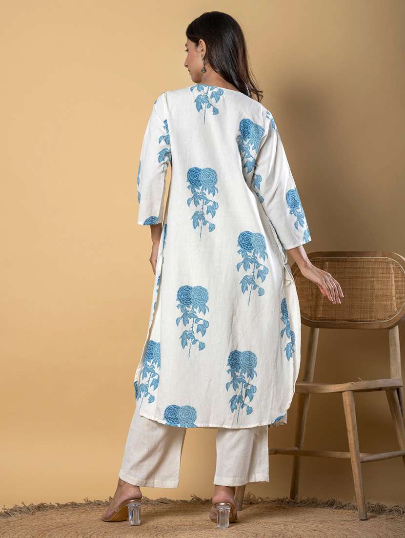 women printed three quarter sleeve kurta pant set - 21962221 -  Standard Image - 3