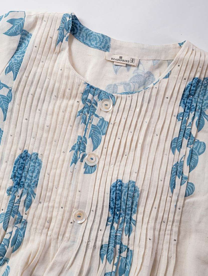 women printed three quarter sleeve kurta pant set - 21962221 -  Standard Image - 5