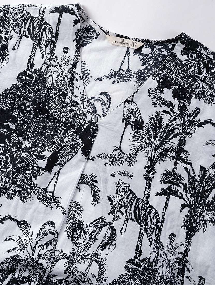 women printed three quarter sleeve kurta pant set - 21962267 -  Standard Image - 5