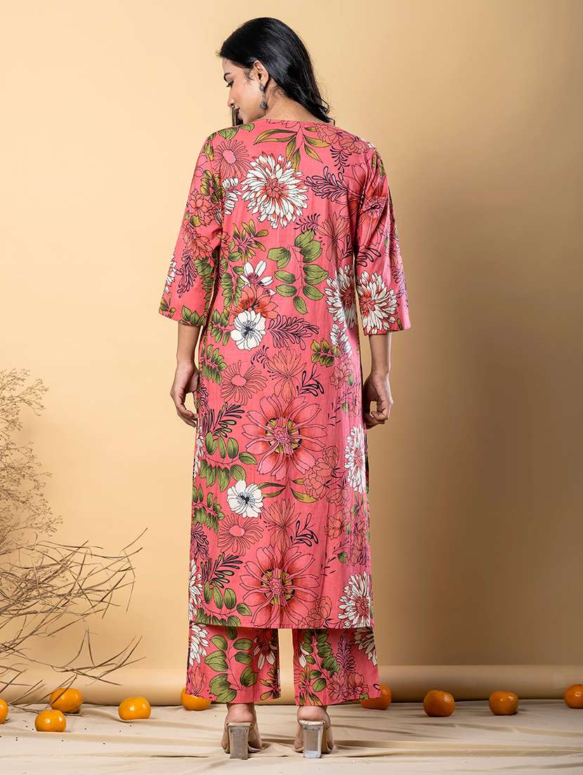 women printed three quarter sleeve kurta pant set - 21962268 -  Standard Image - 3