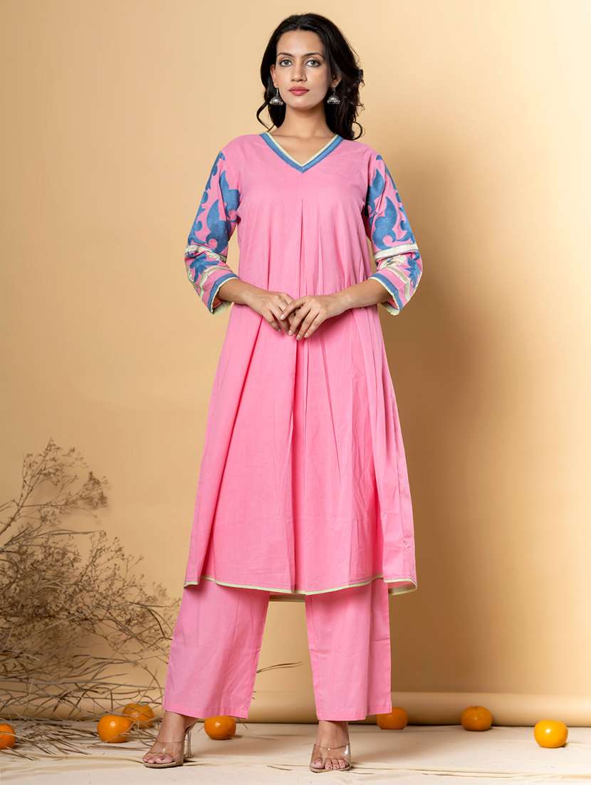 women printed three quarter sleeve kurta pant set - 21962278 - Zoom Image - 0