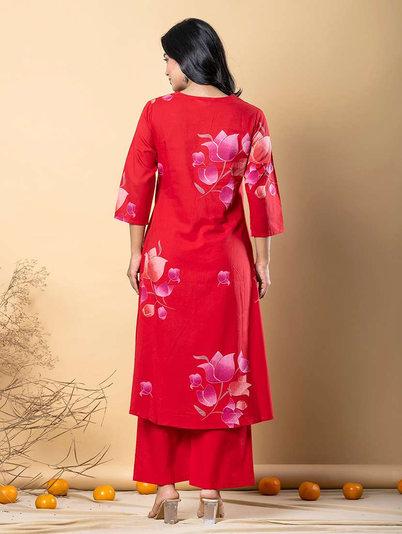 women printed three quarter sleeve kurta pant set - 21962282 - Standard Image - 3