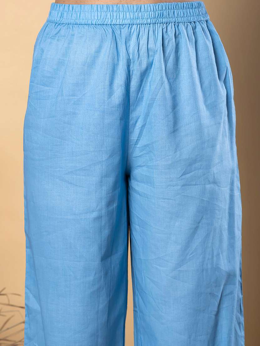 women embroidered three quarter sleeve kurta pant set - 21962288 -  Standard Image - 5