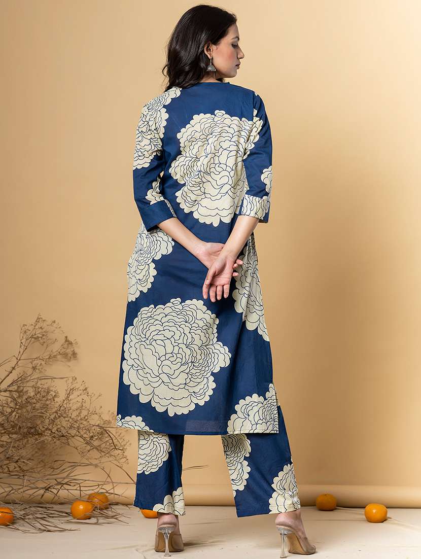 women printed three quarter sleeve kurta pant set - 21962294 -  Standard Image - 3