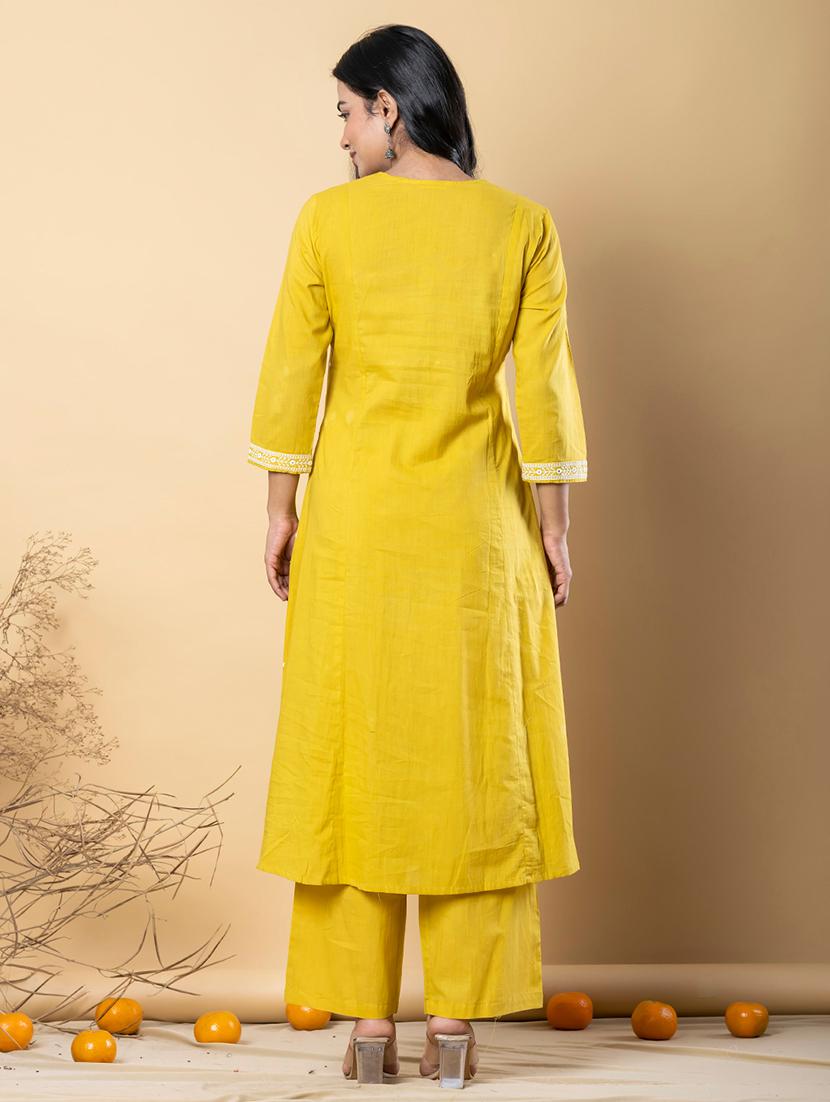 women embroidered three quarter sleeve kurta pant set - 21962297 - Standard Image - 3