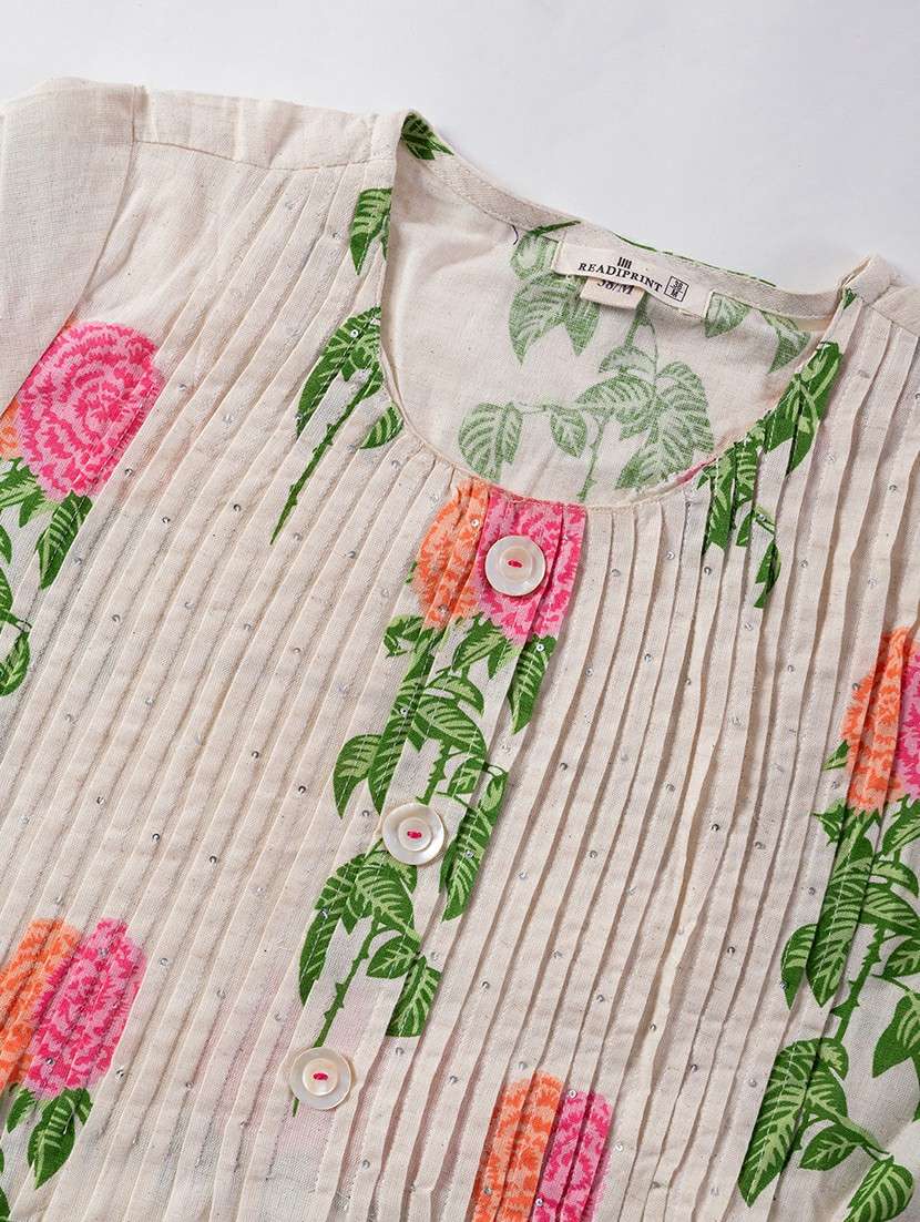 women printed three quarter sleeve kurta pant set - 21962304 -  Standard Image - 5