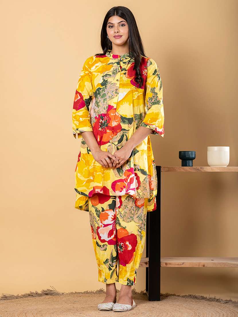 women three quarter sleeve ethnic co-ord set