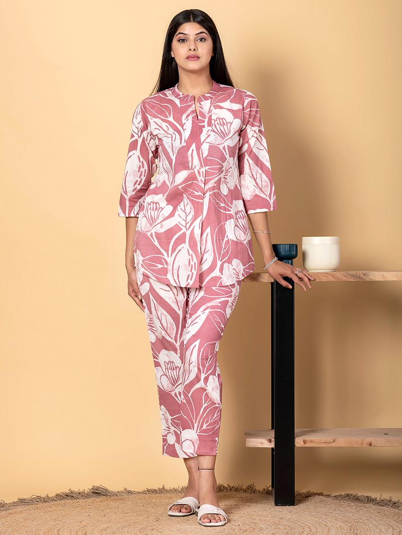 women three quarter sleeve ethnic co-ord set