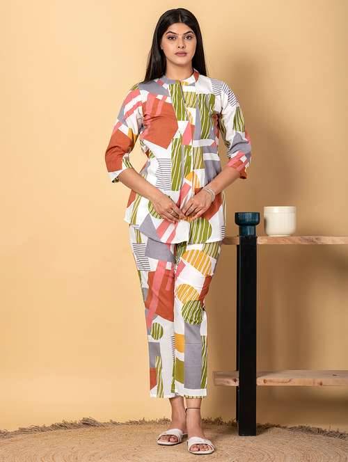 women three quarter sleeve ethnic co-ord set - 21962339 -  Standard Image - 0