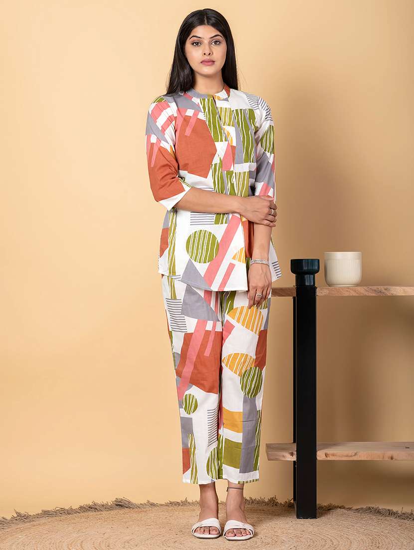 women three quarter sleeve ethnic co-ord set - 21962339 -  Standard Image - 3