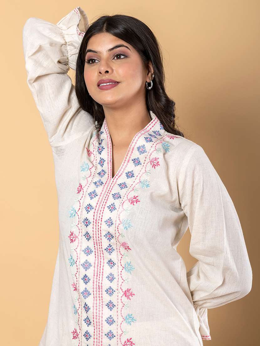women embroidered long sleeve ethnic co-ord set - 21962348 - Standard Image - 5