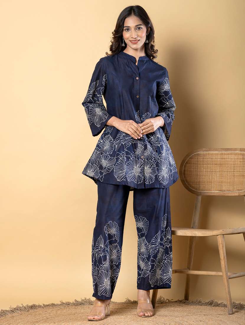 women three quarter sleeve ethnic co-ord set