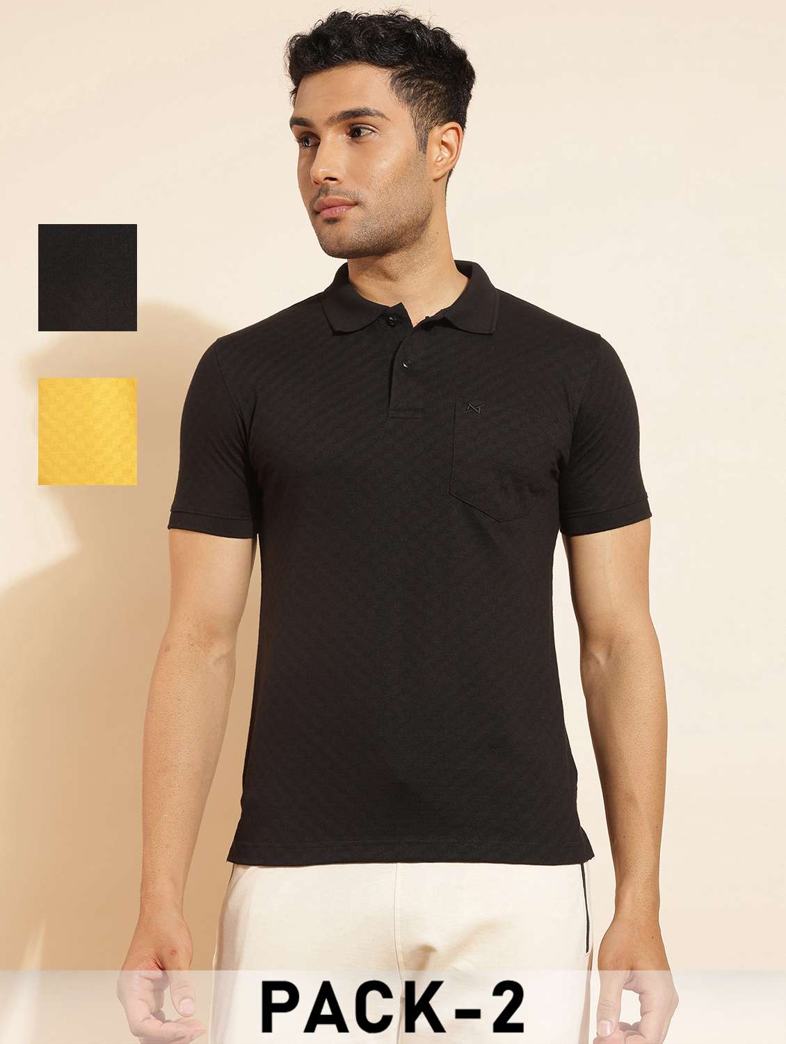 men pack of 2 solid short sleeve polo t-shirt - 21962374 -  Zoom Image - 0